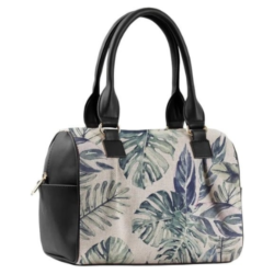 شنطة سبيدي بلون اسود من كانفا بتصميم اوراق استوائية بالوان مائية للنساء