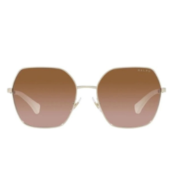 رالف باي رالف لورين RA4138، نظارة شمسية مربعة للنساء ذهبي شاحب لامع، 58 ملم، ذهبي شاحب لامع